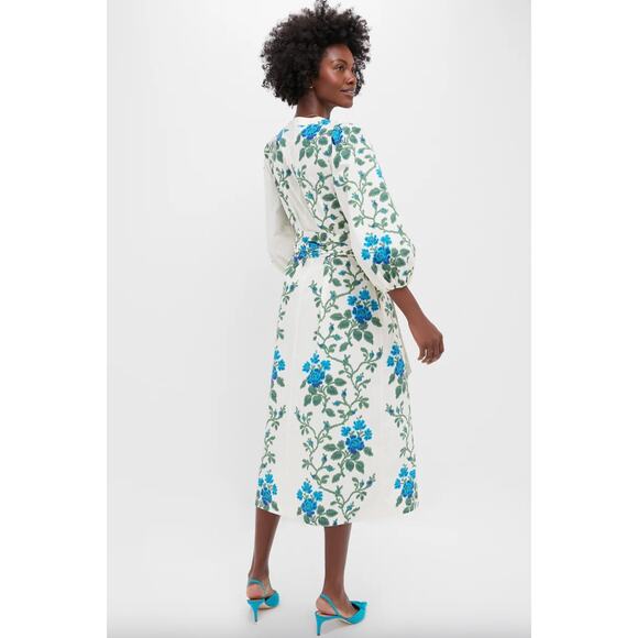 Tuckernuck Cerulean Vine Cotton Poplin Lachlan Dress Sz XS - Picture 3 of 6